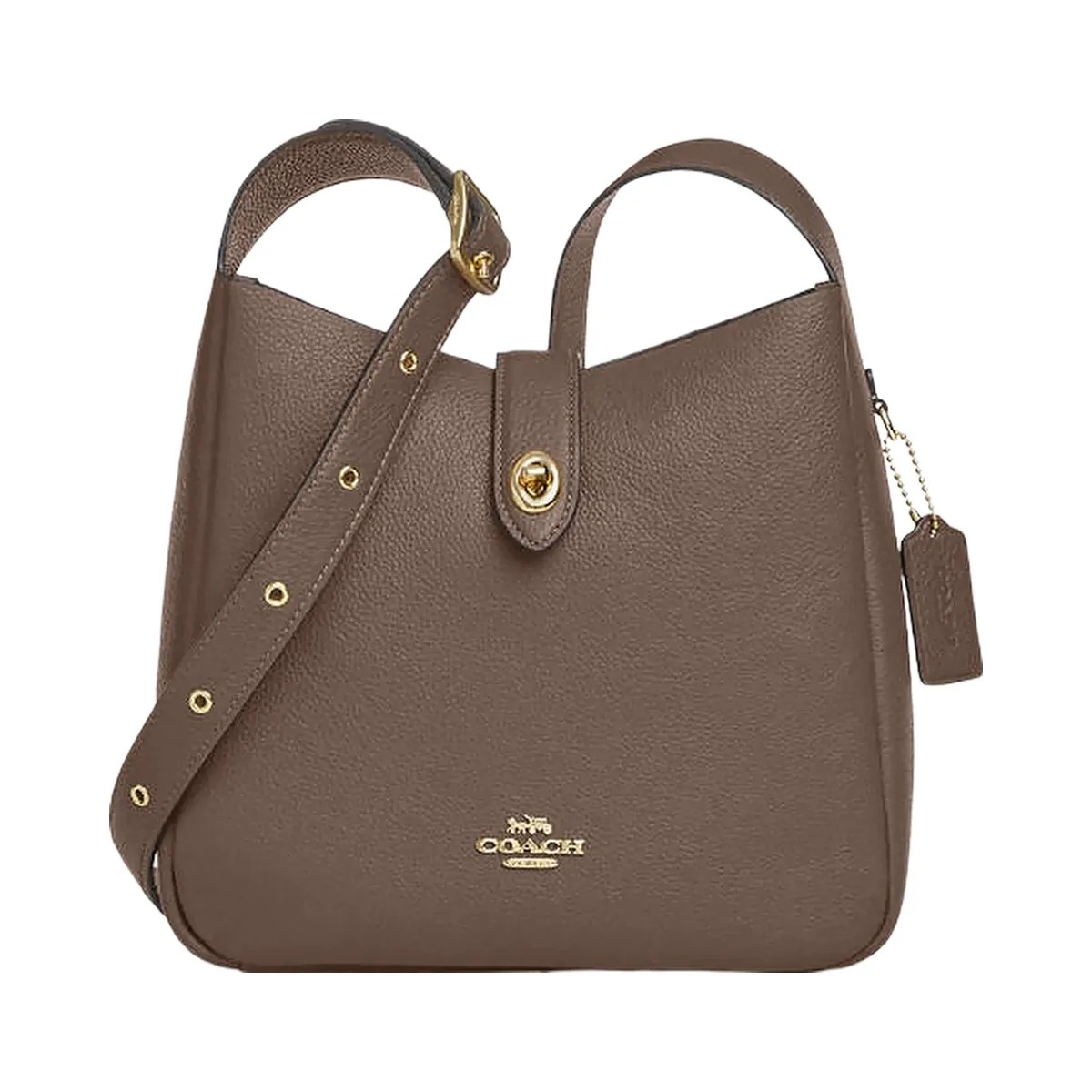 Coach Hadley Convertible Crossbody Bag Pebbled Leather-Gold-Dark Stone - HypeFly India View 1