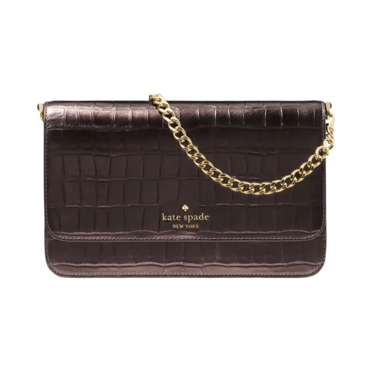 Kate Spade Madison Croc Embossed Willow Medium Convertible Crossbody Hot Fudge - HypeFly India View 1