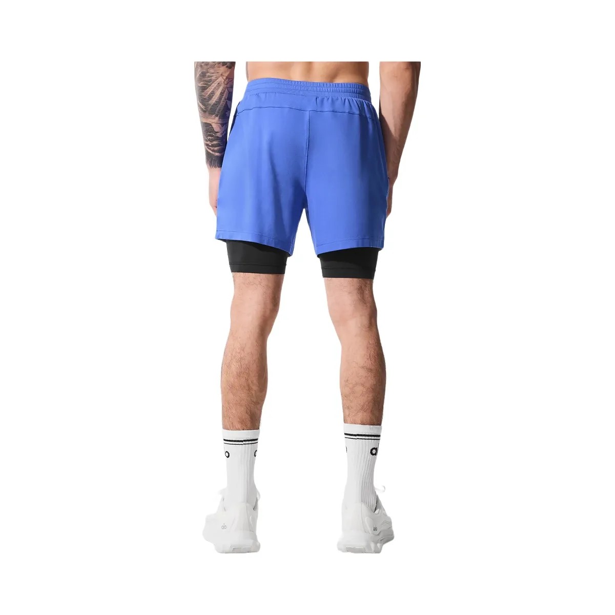 Alo Men's Conquer React 2-In-1 Performance Short - Marathon Blue/Black - HypeFly India View 4
