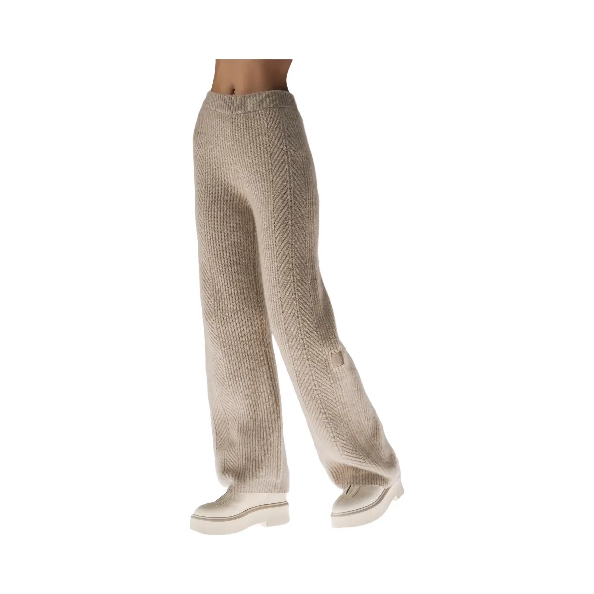 Alo Women's Winter Magic Cashmere Wide Leg Pant - Flax Heather - HypeFly India View 2