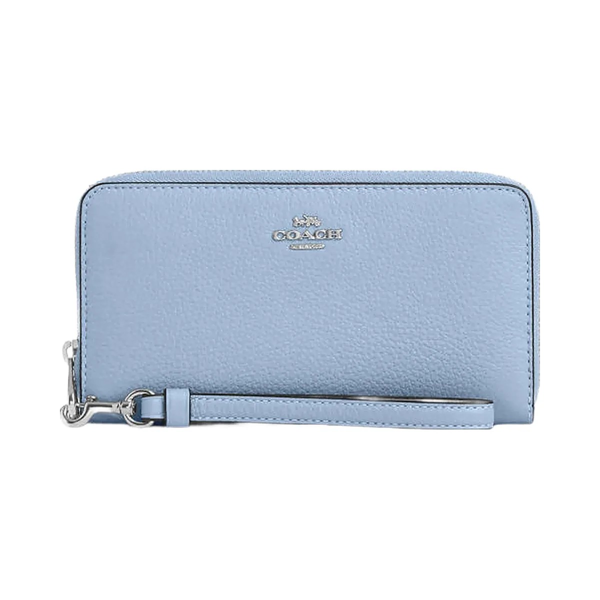Coach Long Zip Around Wallet Pebbled Leather-Sv-Bluebell - HypeFly India View 3
