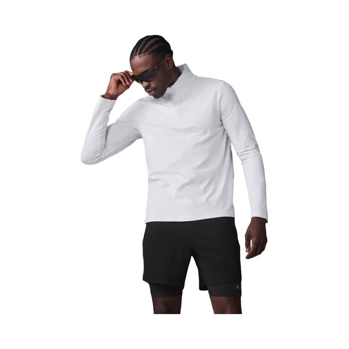 Alo Men's Conquer 1/4 Zip Reform Long Sleeve - White - HypeFly India View 1