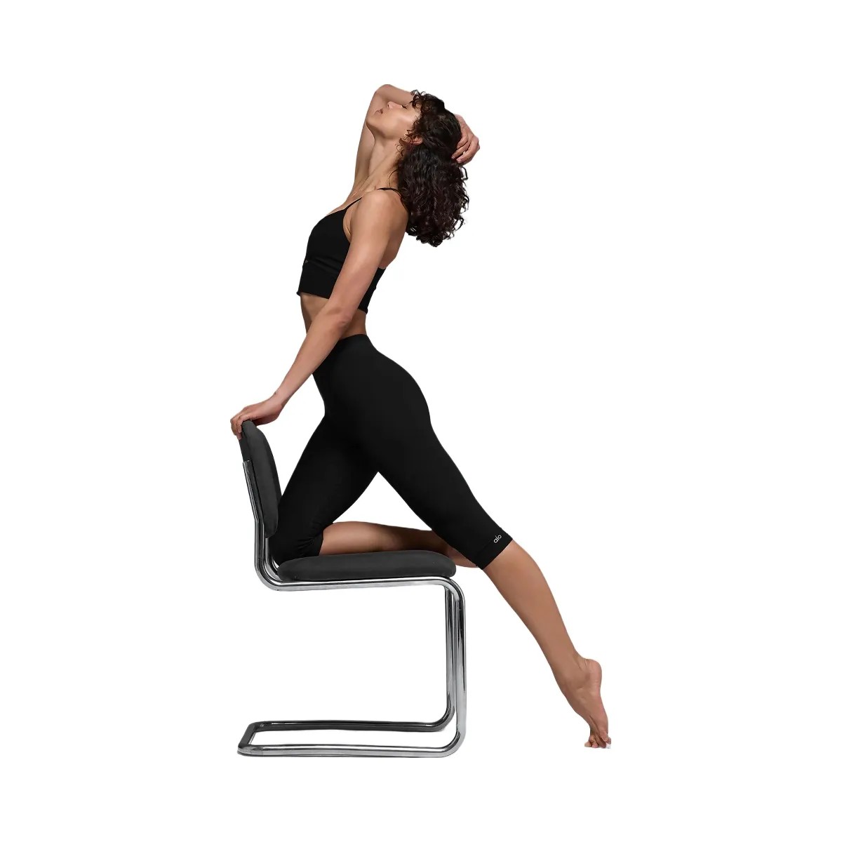 Alo Women's Alosoft High-Waist Iconic 90's Capri - Black - HypeFly India View 4