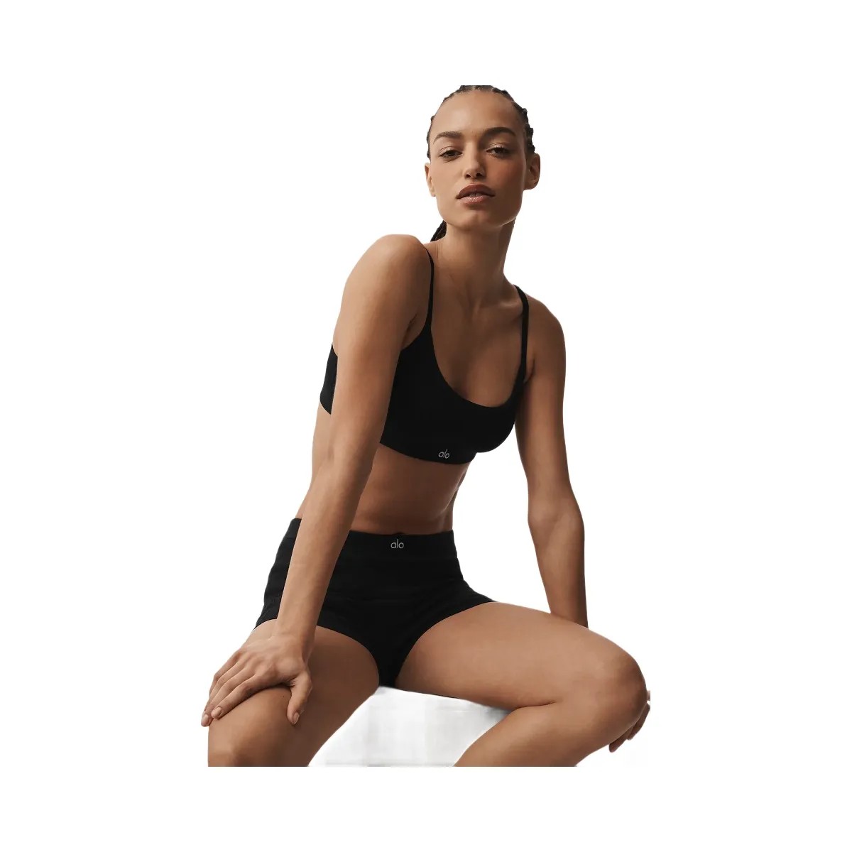 Alo Women's Pointelle Sweater Be Mine Bra - Black - HypeFly India View 5