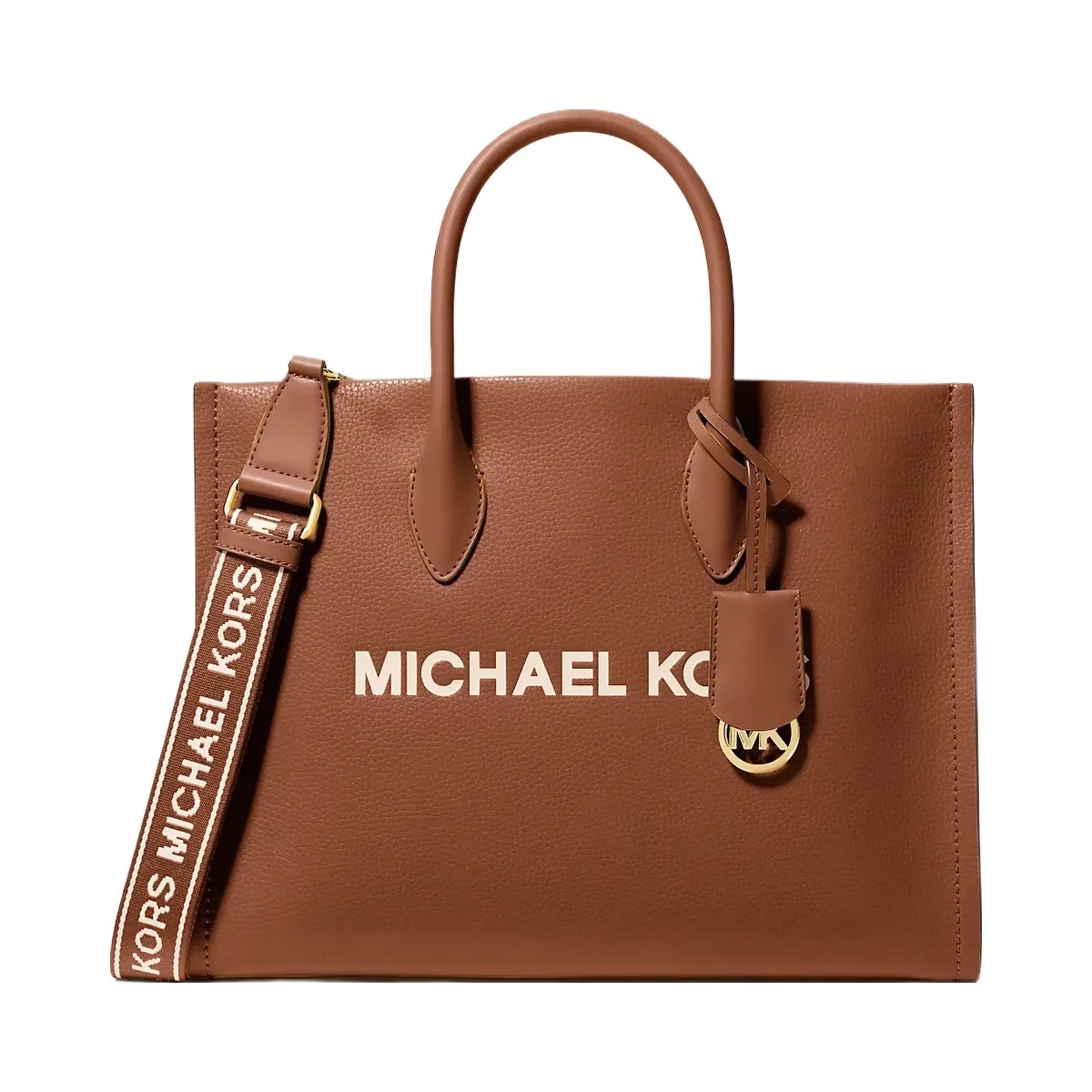 Michael Kors Mirella Medium Pebbled Leather Tote Bag Luggage - HypeFly India View 1