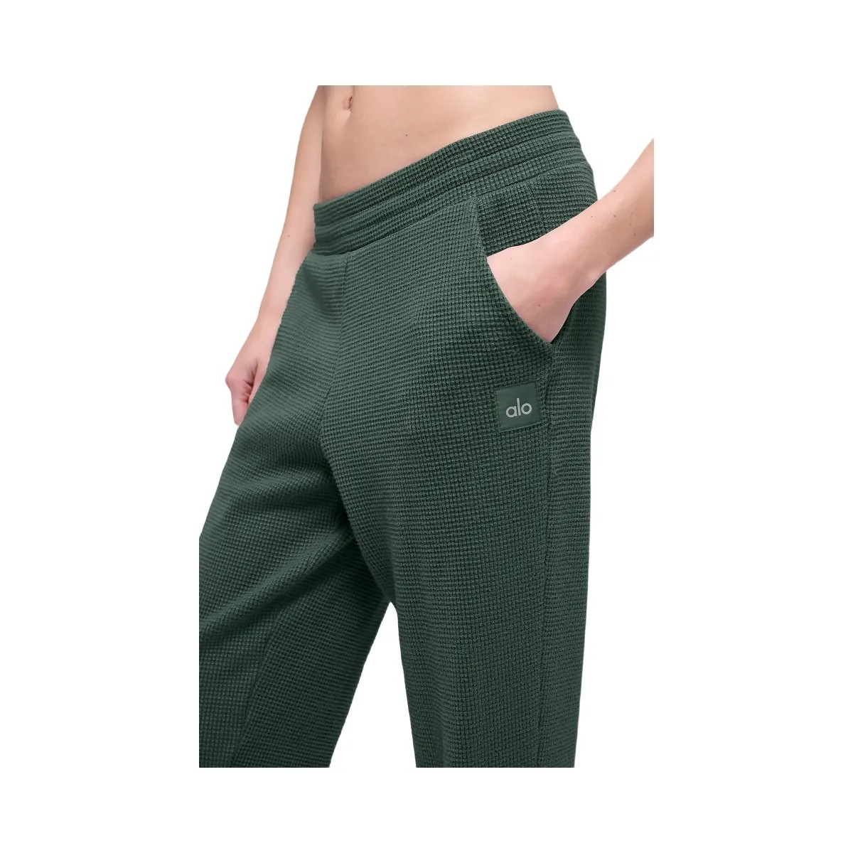 Alo Women's Waffle Weekend Escape Jogger - Clover Green - HypeFly India View 4