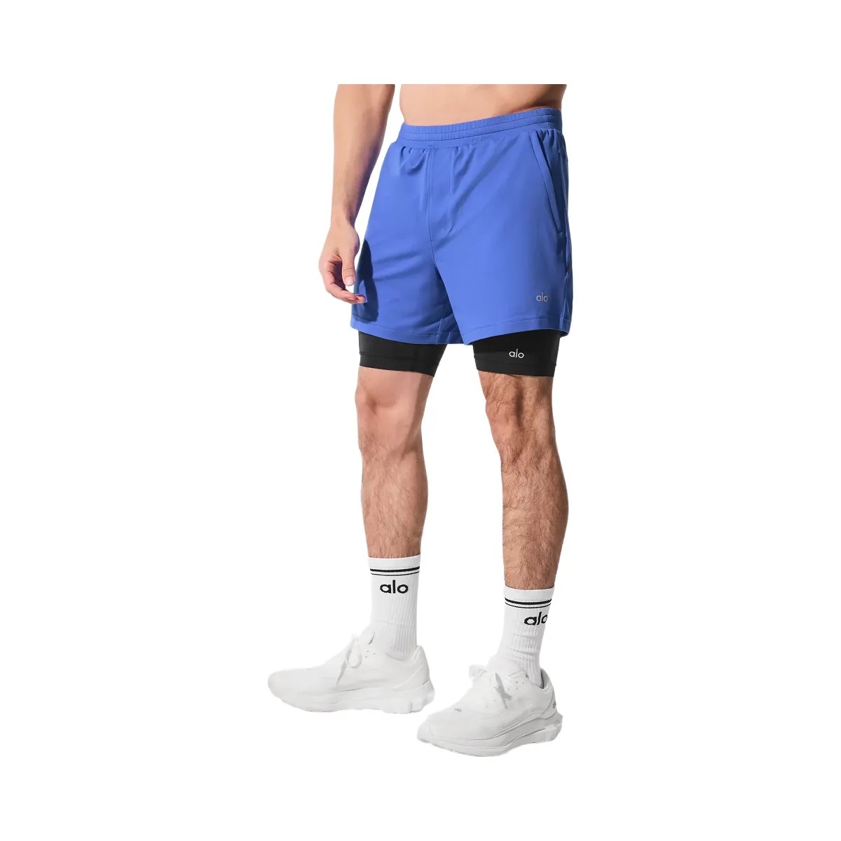 Alo Men's Conquer React 2-In-1 Performance Short - Marathon Blue/Black - HypeFly India View 3