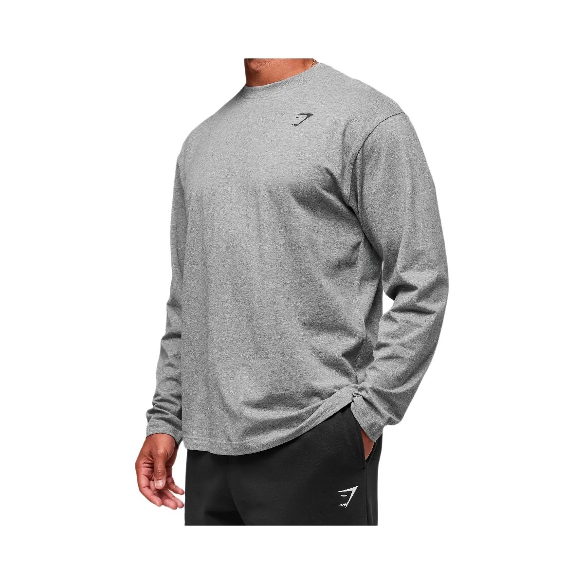 Gymshark Essential Oversized Long Sleeve T-Shirt - Charcoal Core Marl - HypeFly India View 4