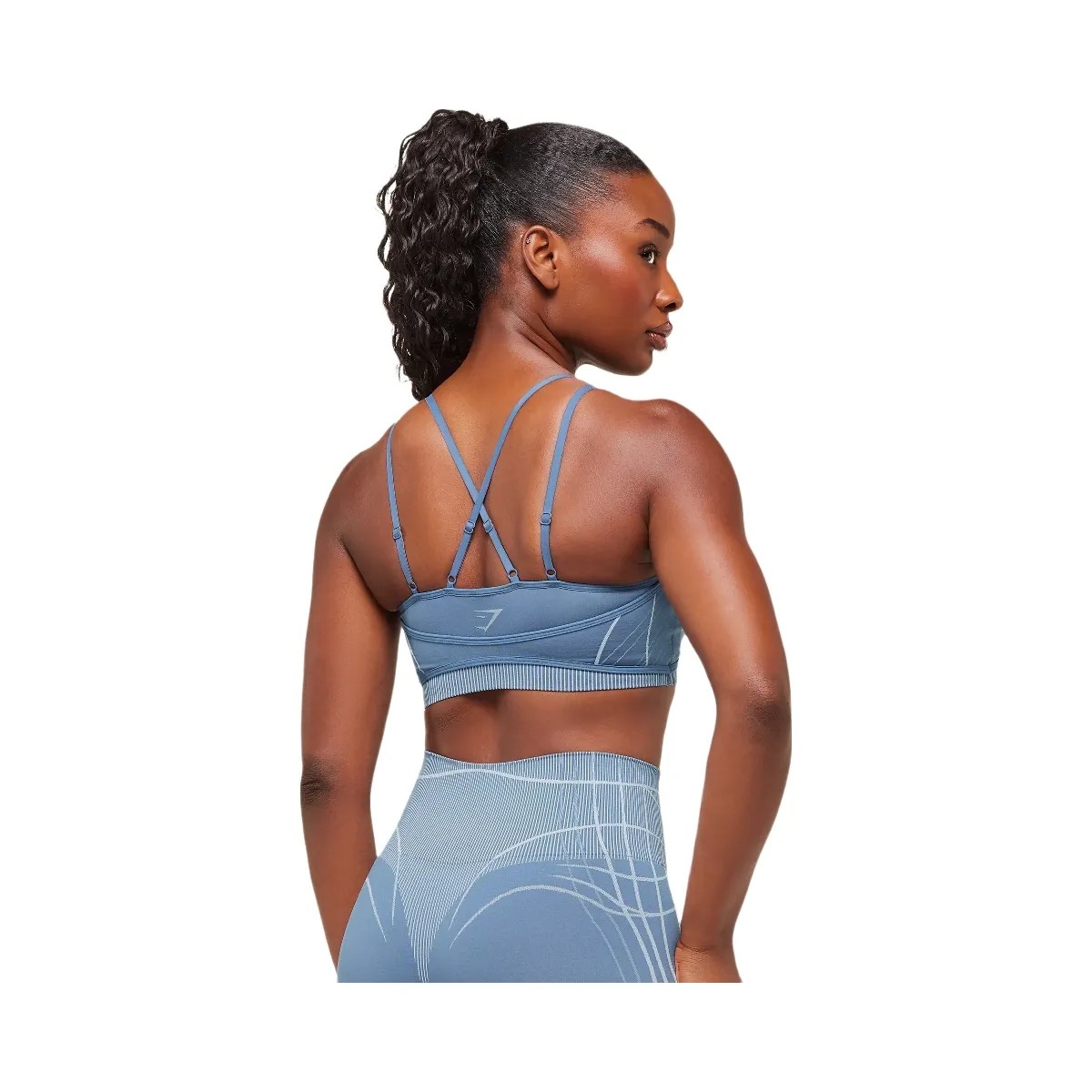 Gymshark Apex Seamless Strappy Sports Bra - Worn Blue/Gentle Blue - HypeFly India View 2