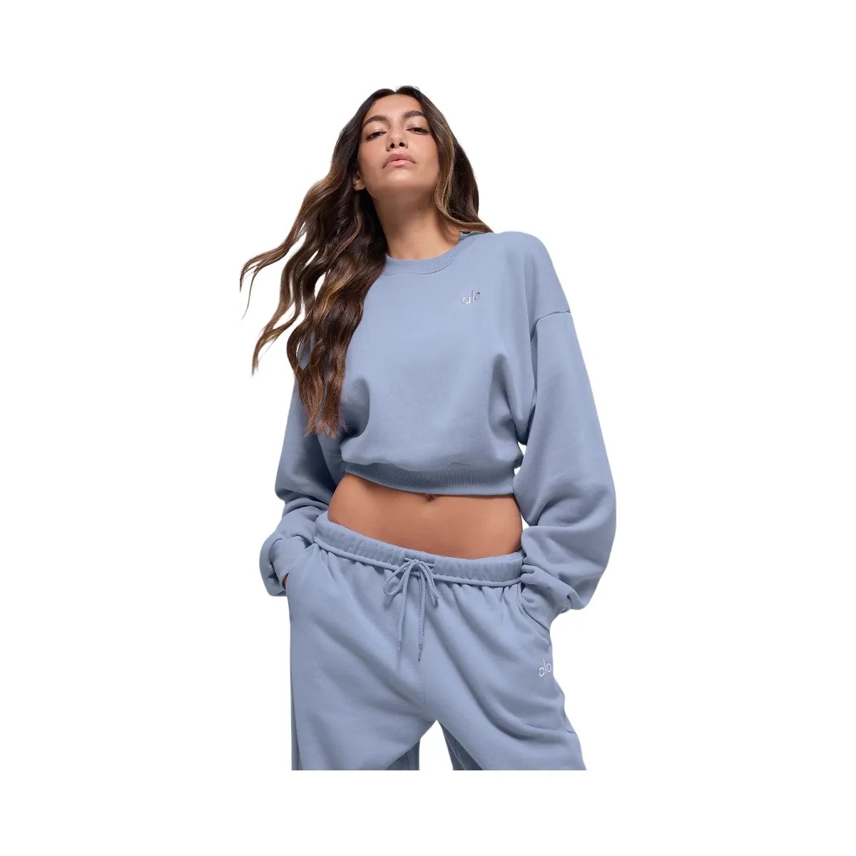 Alo Women's Cropped Accolade Crewneck - Winter Frost - HypeFly India View 1