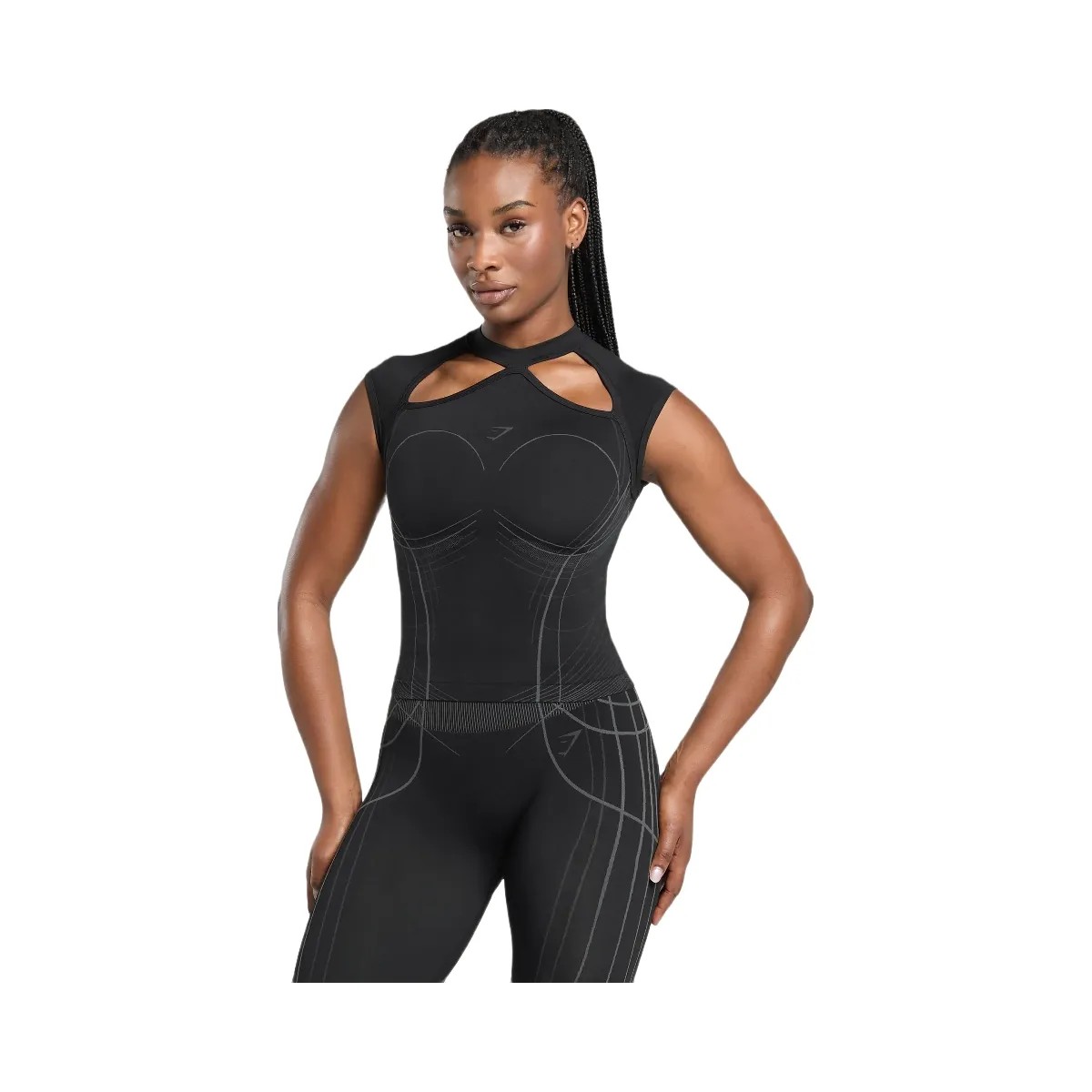 Gymshark Apex Seamless Midi T-Shirt - Black/Graphite Grey - HypeFly India View 6