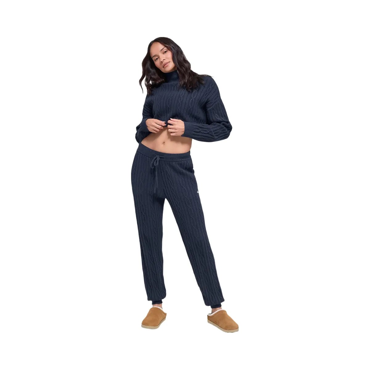 Alo Women's Cable Knit Winter Bliss Pant - Navy - HypeFly India View 1