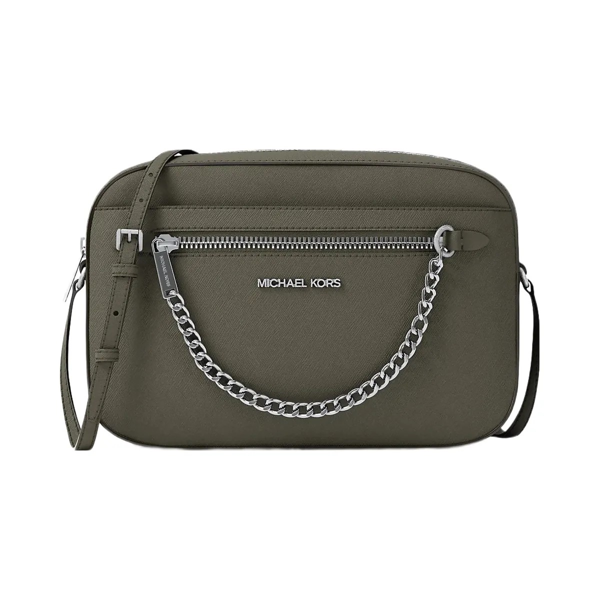 Michael Kors Jet Set Large Saffiano Leather Crossbody Bag Olive - HypeFly India View 1
