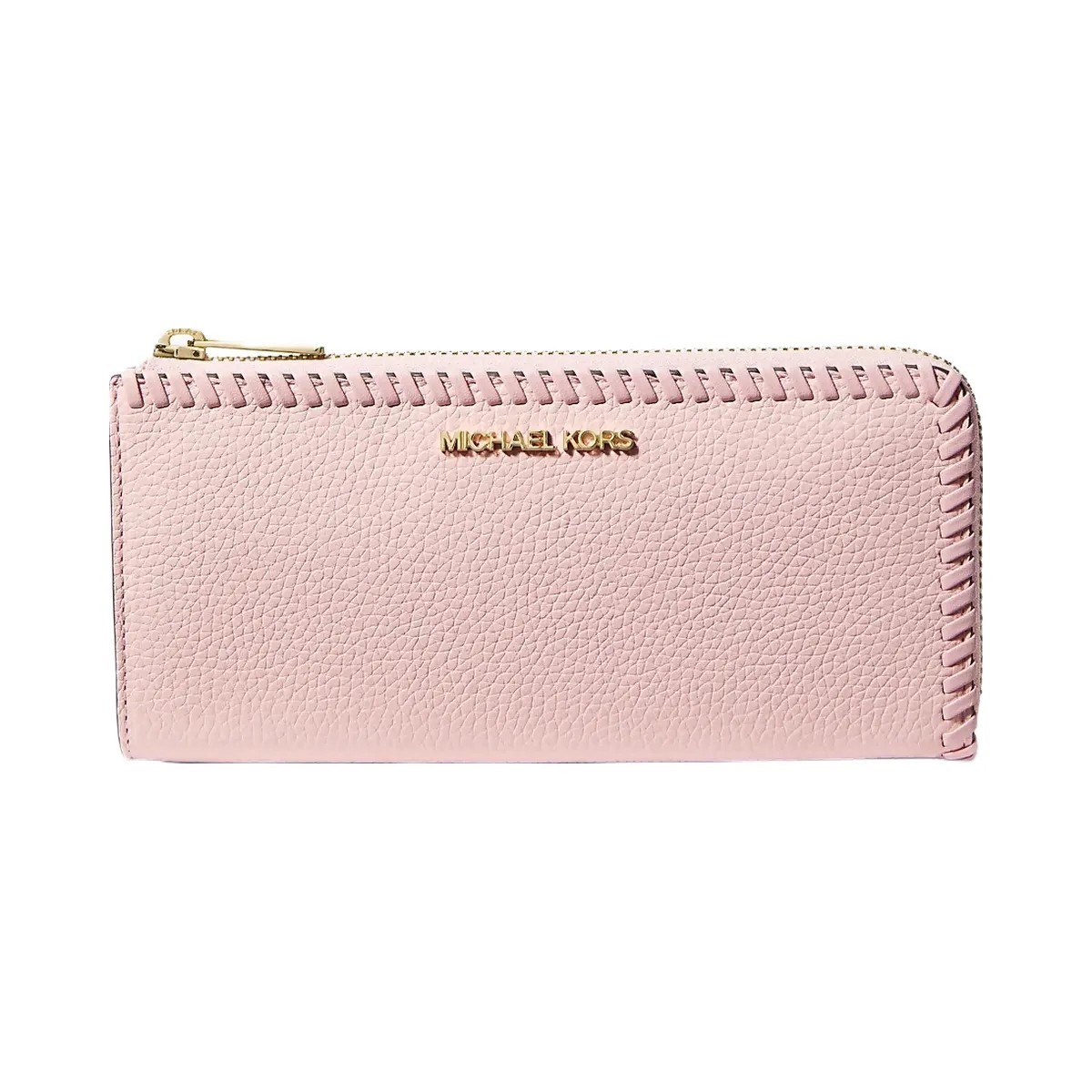 Michael Kors Jet Set Travel Large Pebbled Leather Quarter-Zip Wallet Powder Blush - HypeFly India View 1