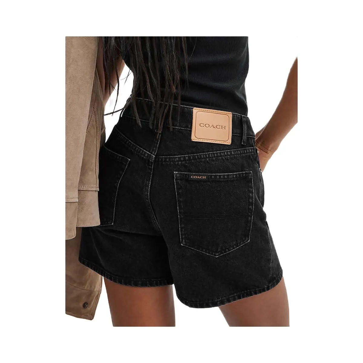 Coach Denim Shorts In Organic Cotton Black - HypeFly India View 2