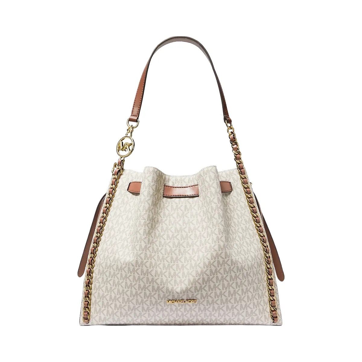 Michael Kors Mina Large Signature Logo Chain Shoulder Bag Vanilla - HypeFly India View 1