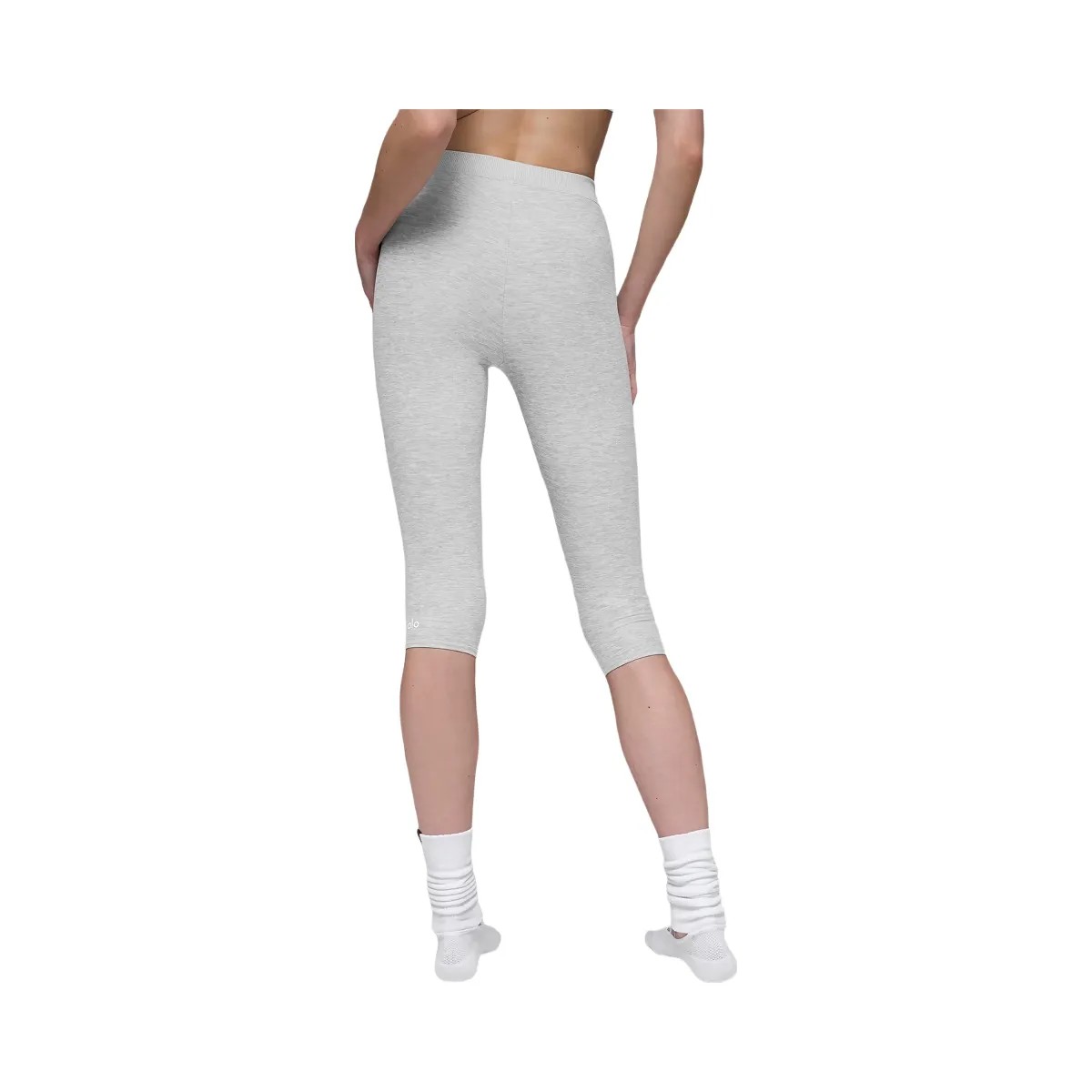 Alo Women's Alosoft High-Waist Iconic 90's Capri - Athletic Heather Grey - HypeFly India View 3