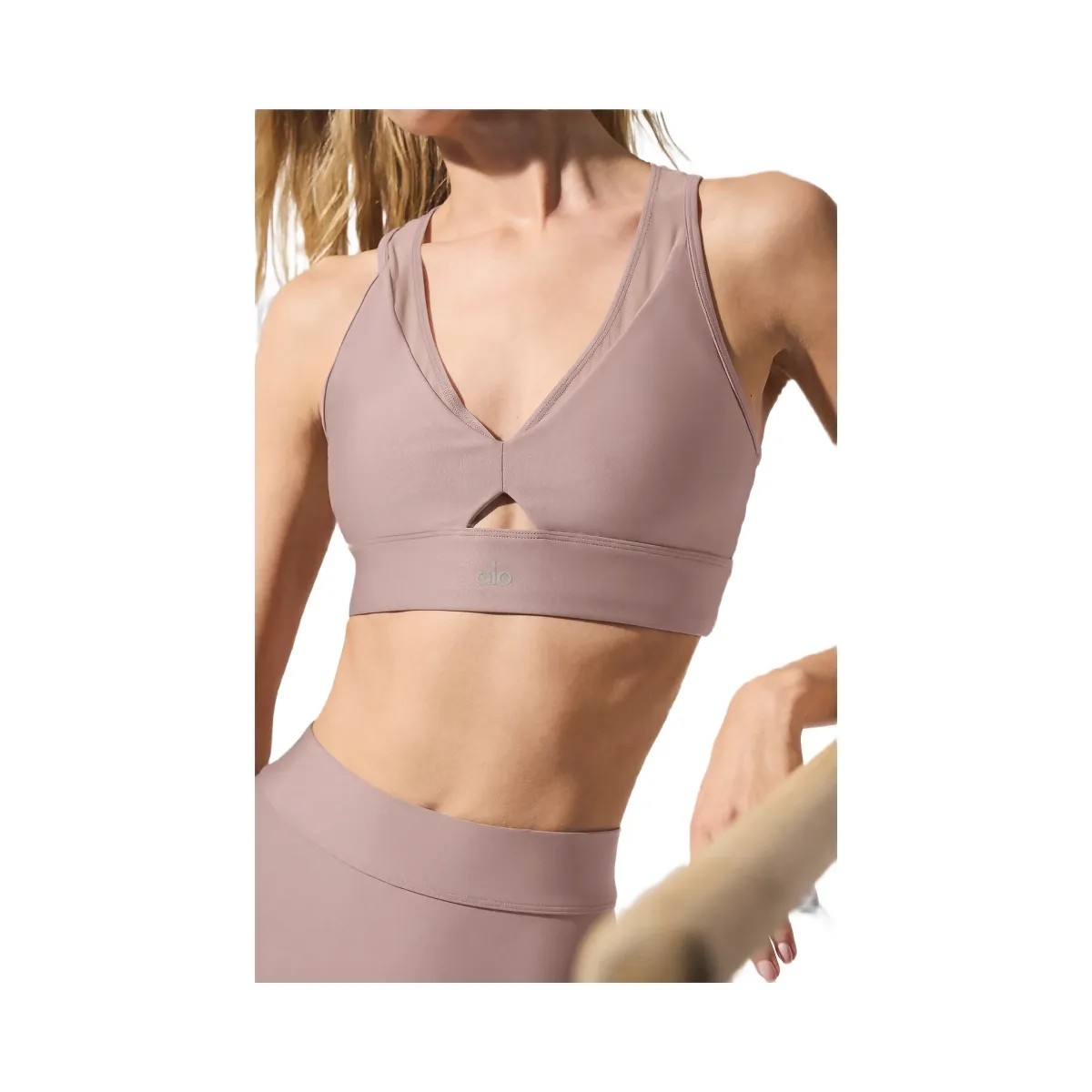 Alo Women's Airlift Mesh Just Right Bra - Taupe - HypeFly India View 1