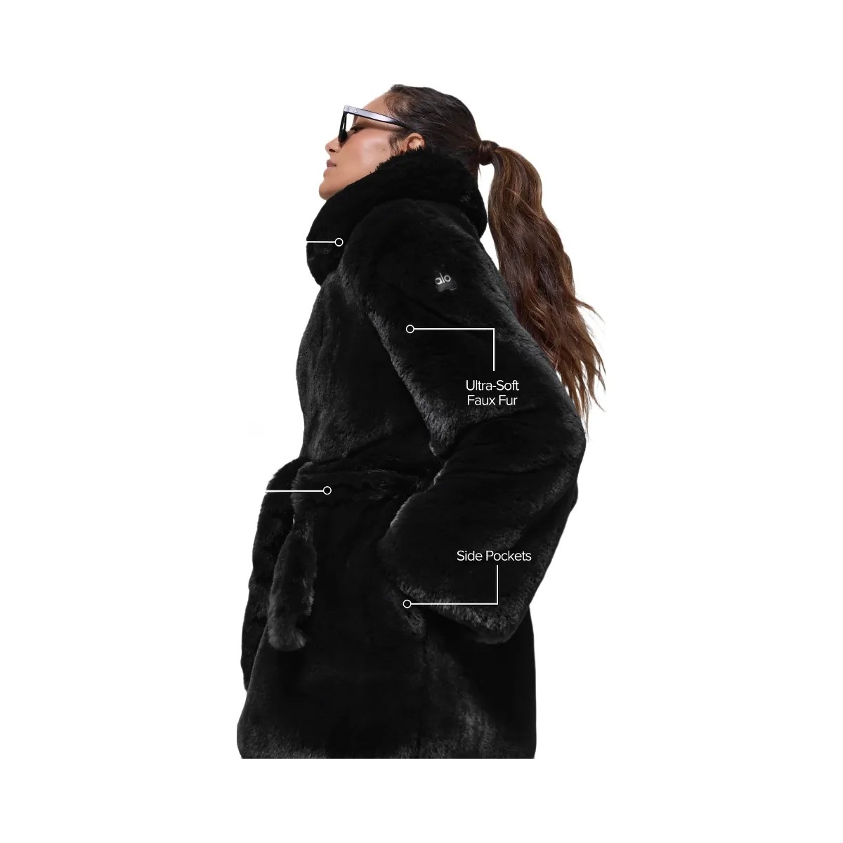 Alo Women's Faux Fur Starstruck Coat - Black - HypeFly India View 2