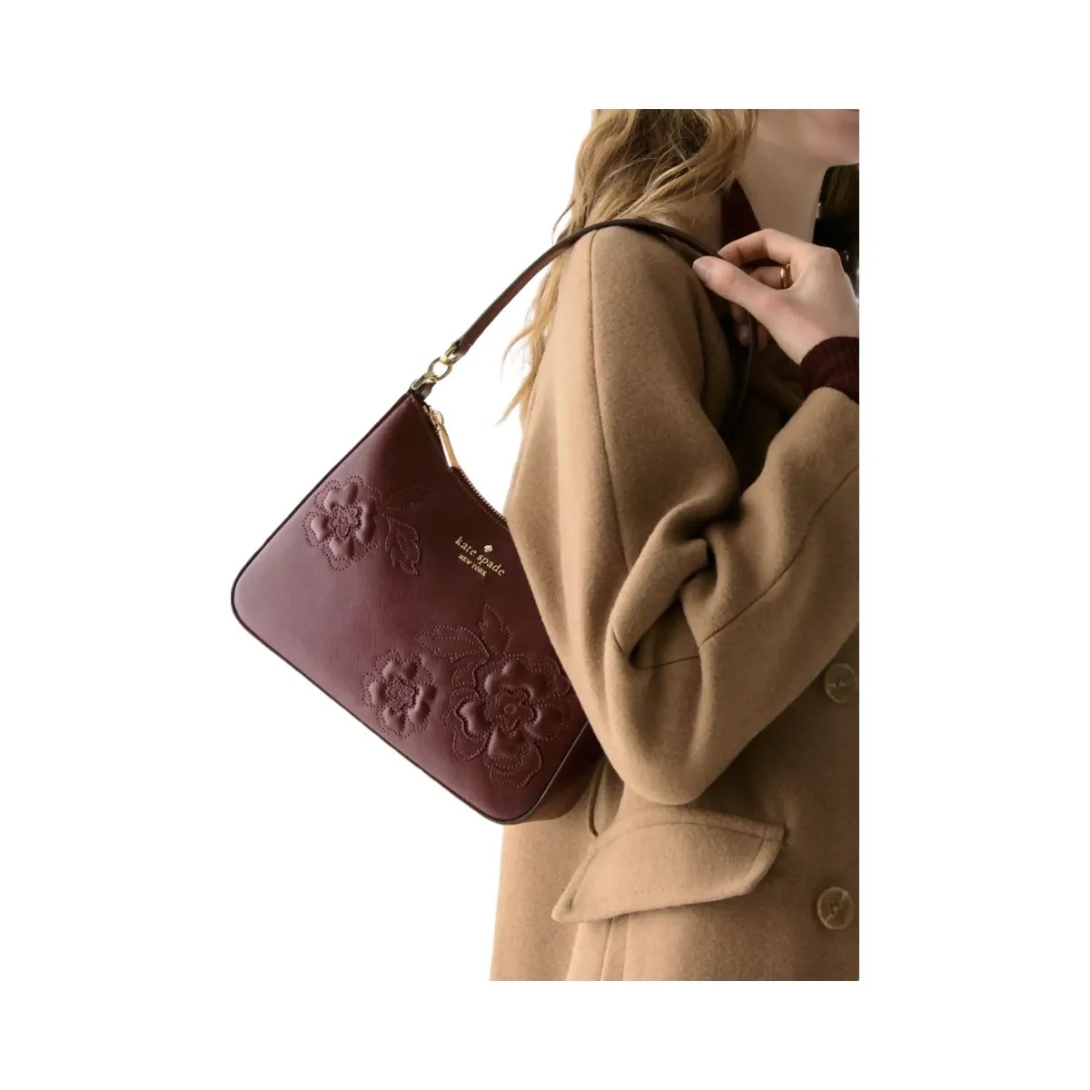 Kate Spade Margot Floral Applique Shoulder Bag Dark Merlot - HypeFly India View 4