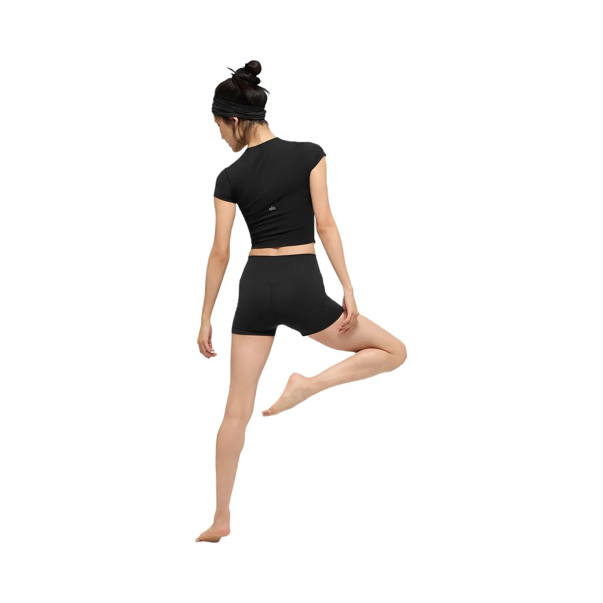 Alo Women's Softsculpt Precision Short Sleeve Top - Black - HypeFly India View 3