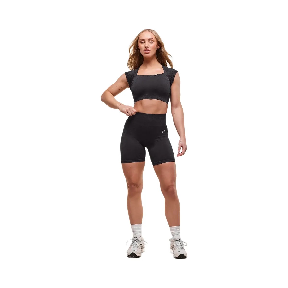 Gymshark Adapt Animal X Whitney Seamless Crop Top - Black/Asphalt Grey - HypeFly India View 4