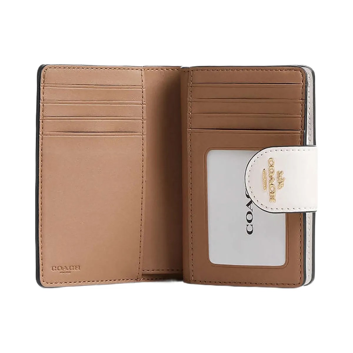 Coach Medium Corner Zip Wallet In Signature Canvas Signature Canvas-Gold-Sand-Chalk - HypeFly India View 2