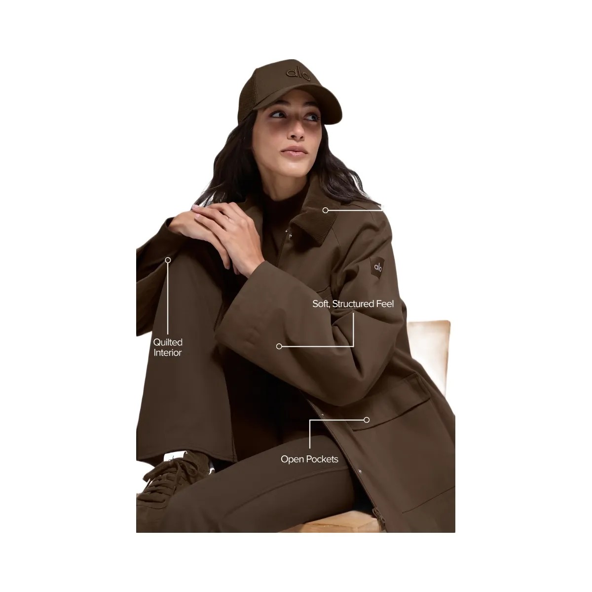 Alo Women's Twill Barn Jacket - Espresso - HypeFly India View 2