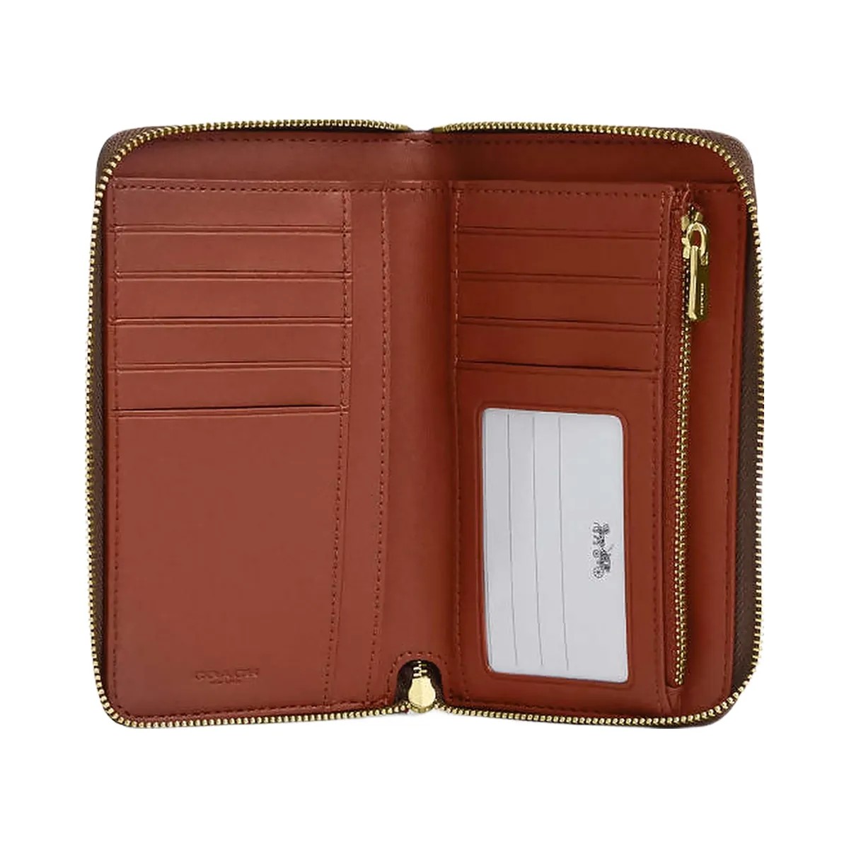 Coach Medium Id Zip Wallet In Signature Canvas With Varsity Stripe Gold-Tan Multi - HypeFly India View 1
