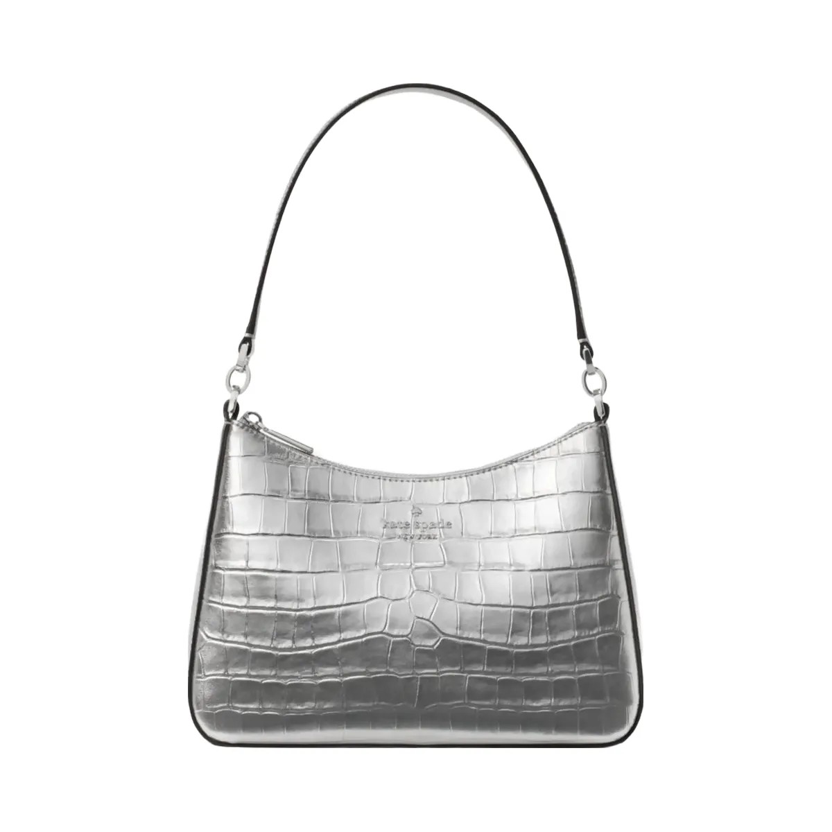 Kate Spade Margot Metallic Croc Embossed Convertible Shoulder Bag Silver - HypeFly India View 1