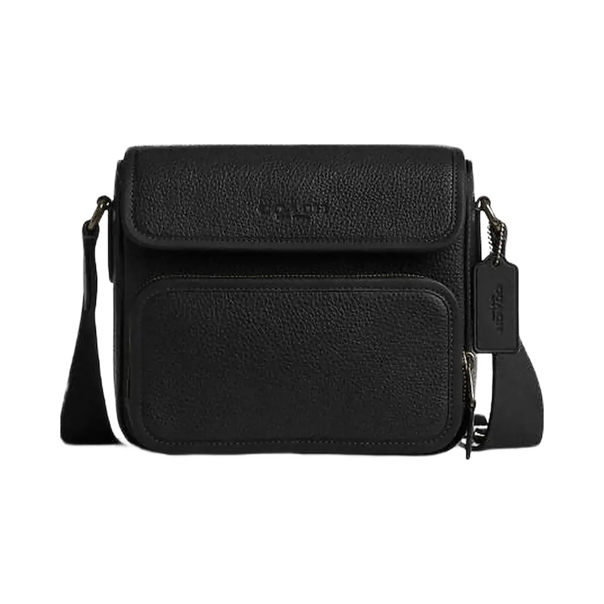 Coach Sullivan Flap Crossbody Bag Pebbled Leather-Gunmetal-Black - HypeFly India View 1