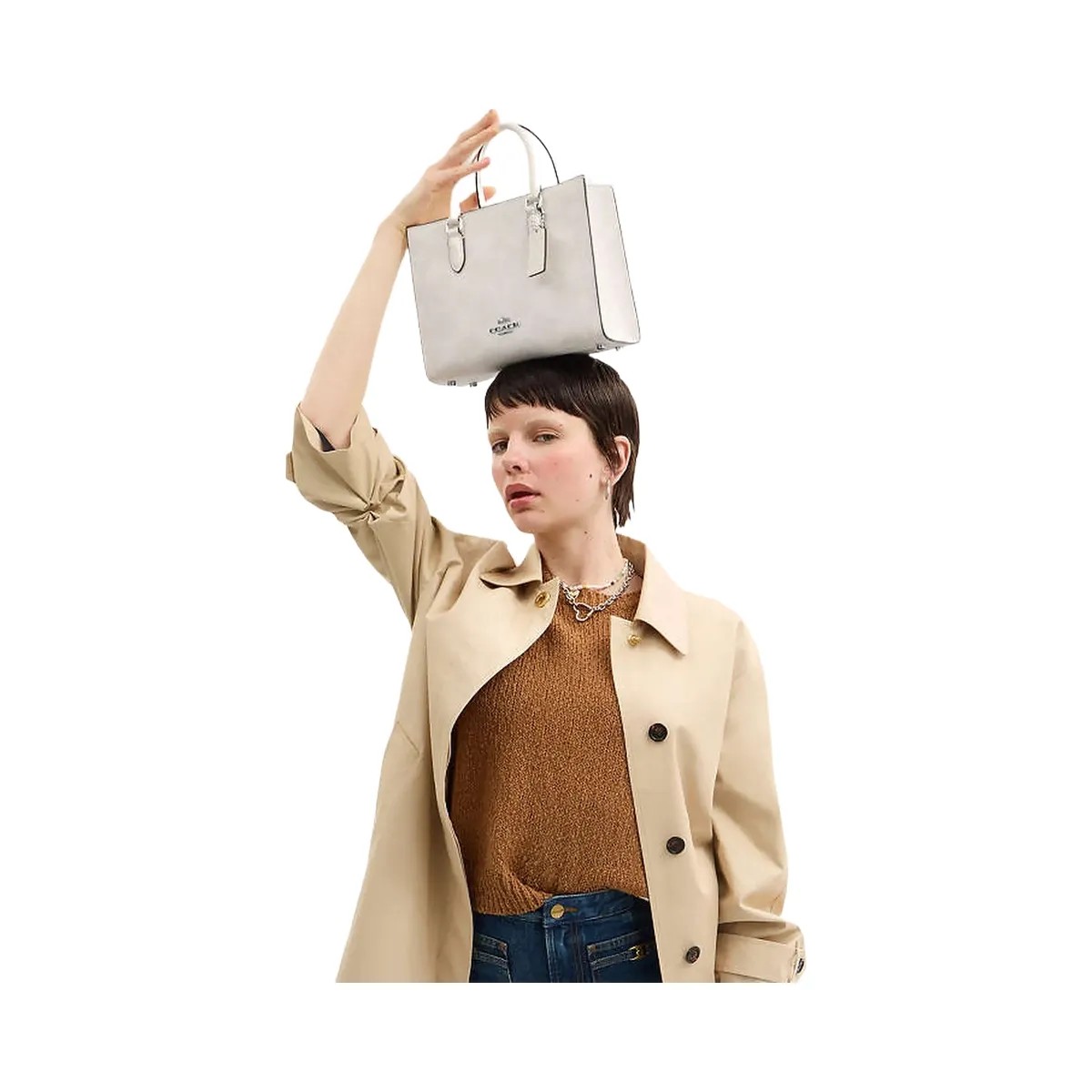 Coach Maggie Small Tote Bag In Signature Canvas Sv-White-Chalk - HypeFly India View 2
