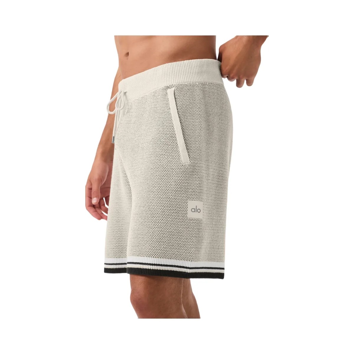 Alo Men's 7" Sports Club Sweater Knit Basketball Short - Bone - HypeFly India View 3