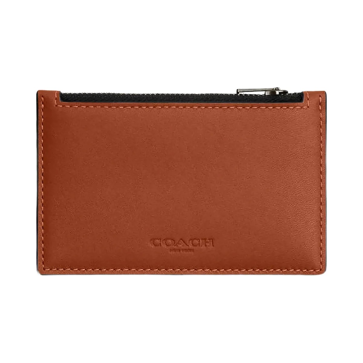 Coach Zip Card Case Smooth Leather-Gunmetal-Tan - HypeFly India View 3