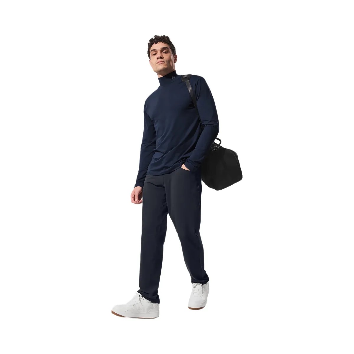 Alo Men's Conquer Reform Mock Neck Long Sleeve - Navy - HypeFly India View 4