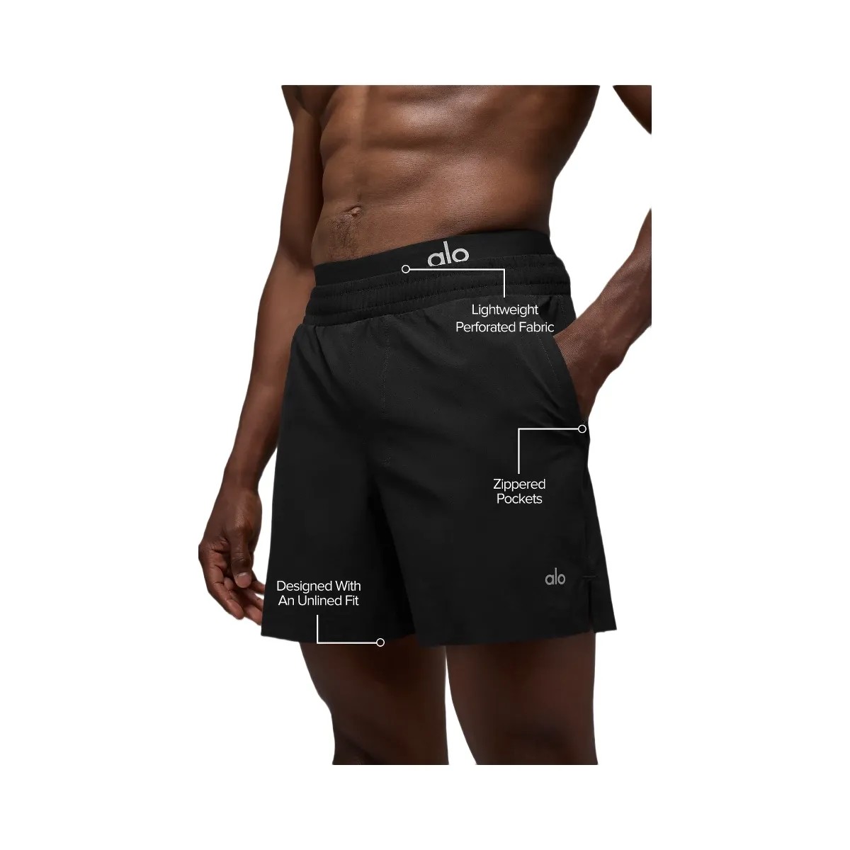 Alo Men's 5" Traction Running Short - Black - HypeFly India View 2