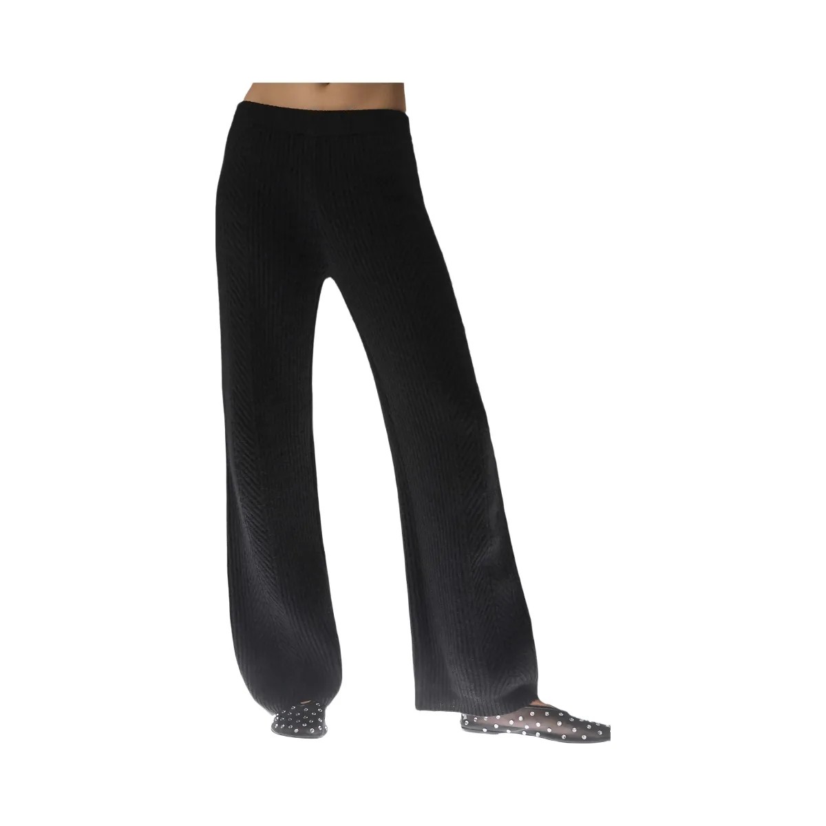 Alo Women's Winter Magic Cashmere Wide Leg Pant - Black - HypeFly India View 1