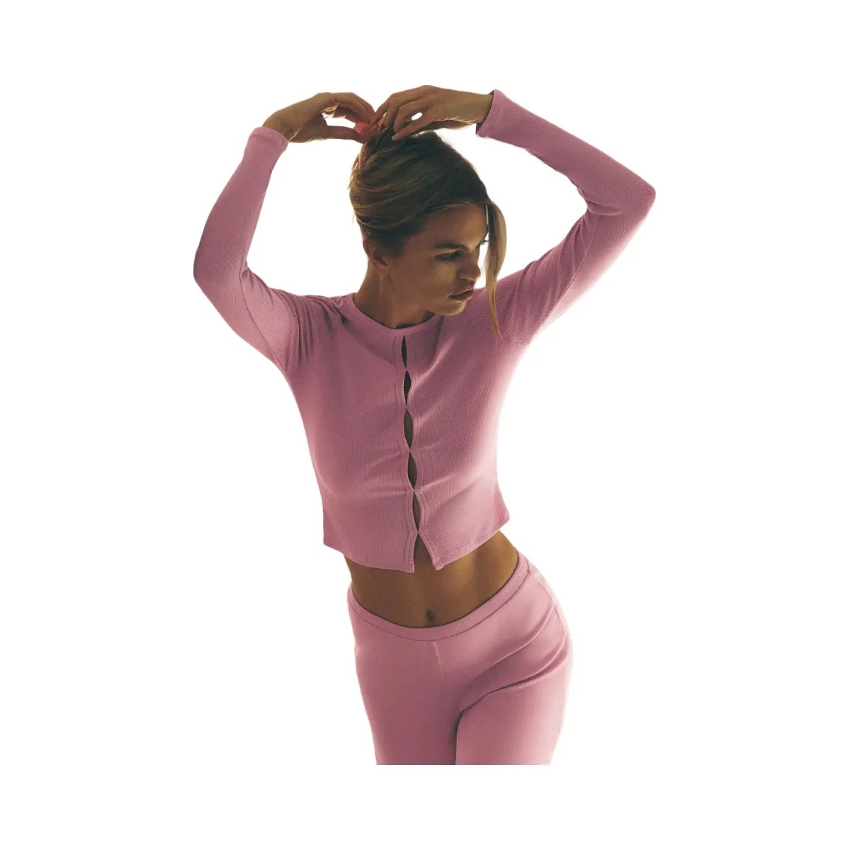 Alo Women's Dreamlight Long Sleeve Top - Candy Heart Pink - HypeFly India View 5