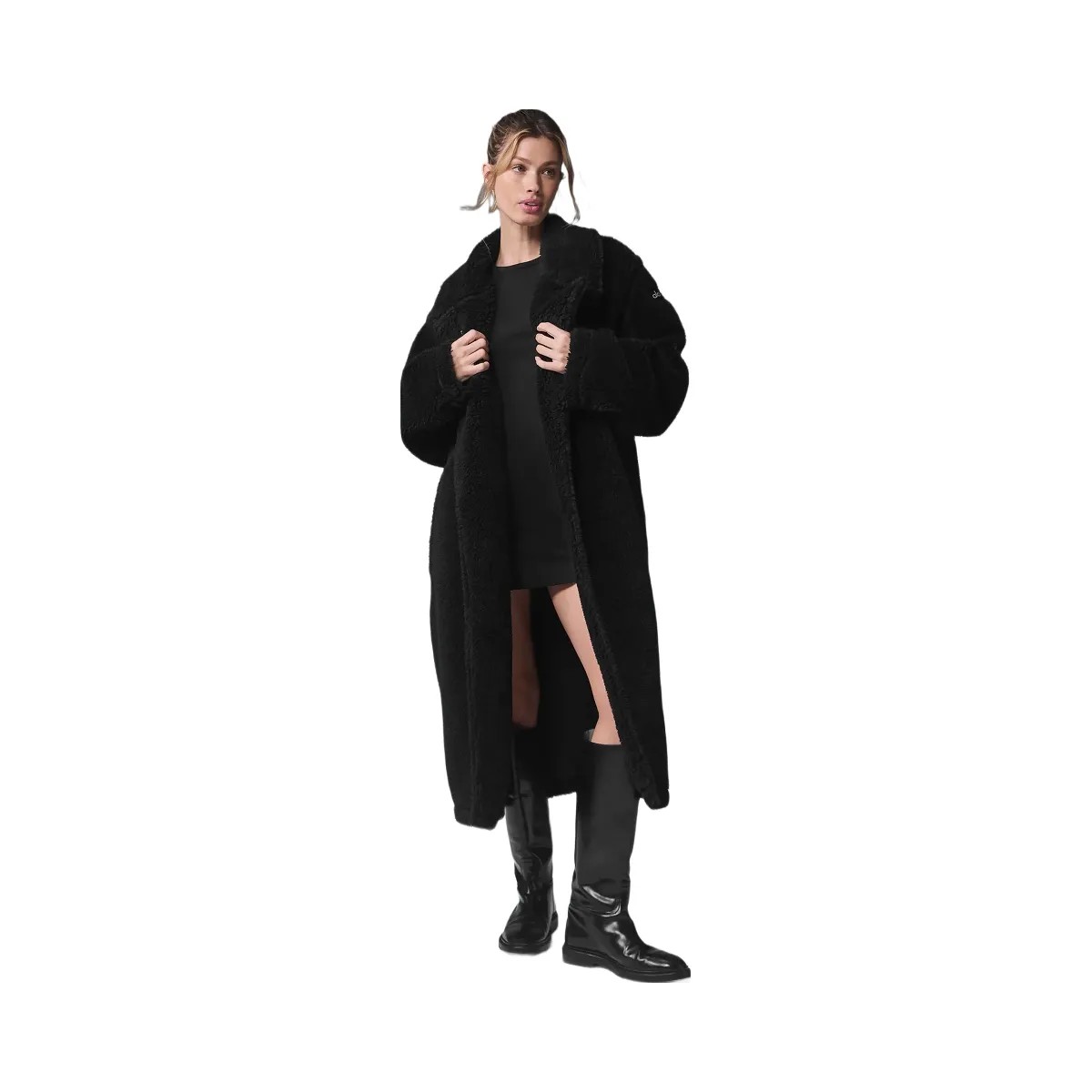 Alo Women's Oversized Sherpa Trench - Black - HypeFly India View 1