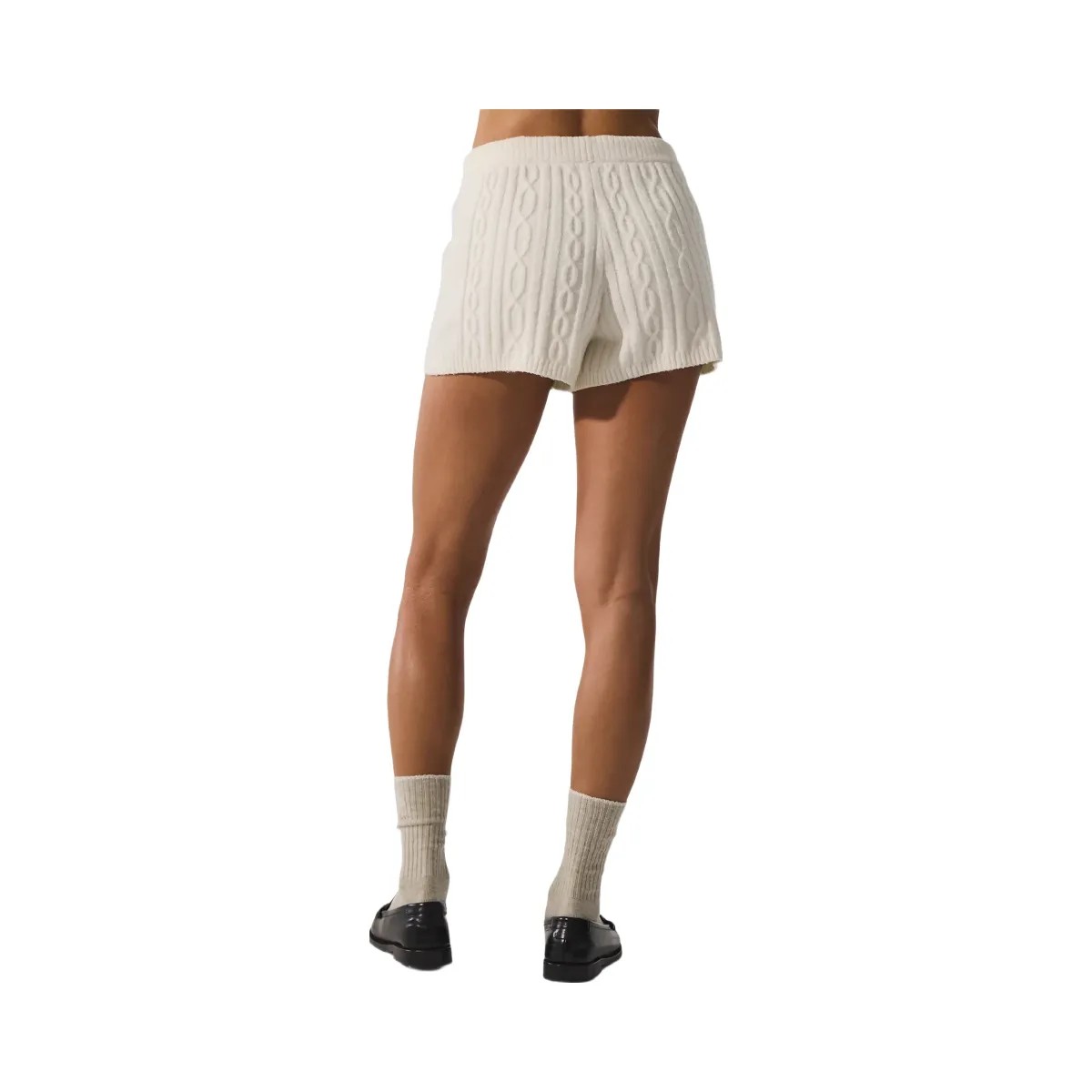 Alo Women's Cable Knit Winter Bliss Short - Ivory - HypeFly India View 3