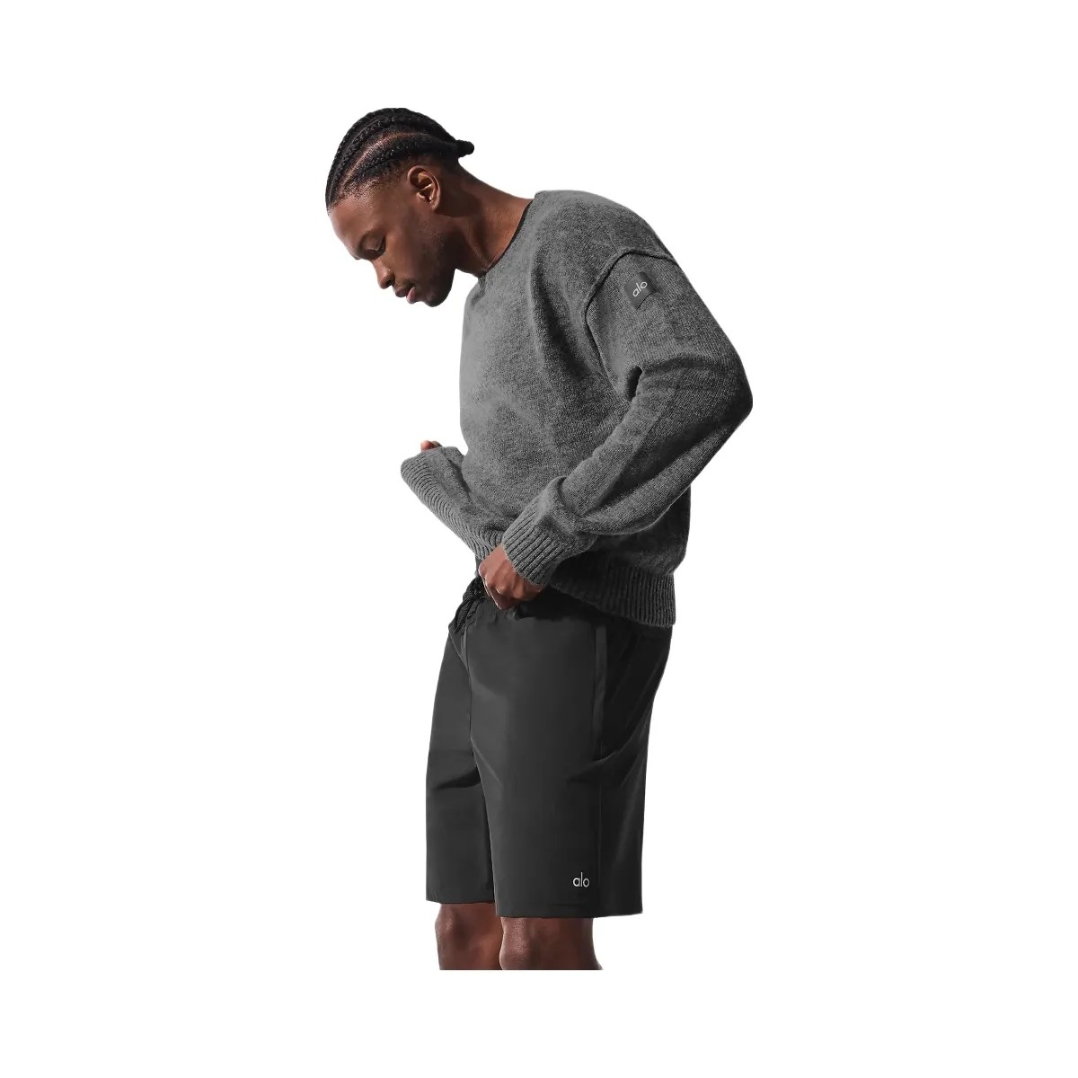 Alo Men's Unisex Wool Cashmere New Class Crewneck Sweater - Platinum Grey - HypeFly India View 3