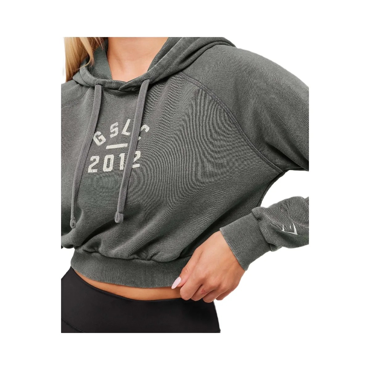 Gymshark Lifting Club 2012 Graphic Cropped Hoodie - Slate Teal/Wash - HypeFly India View 6