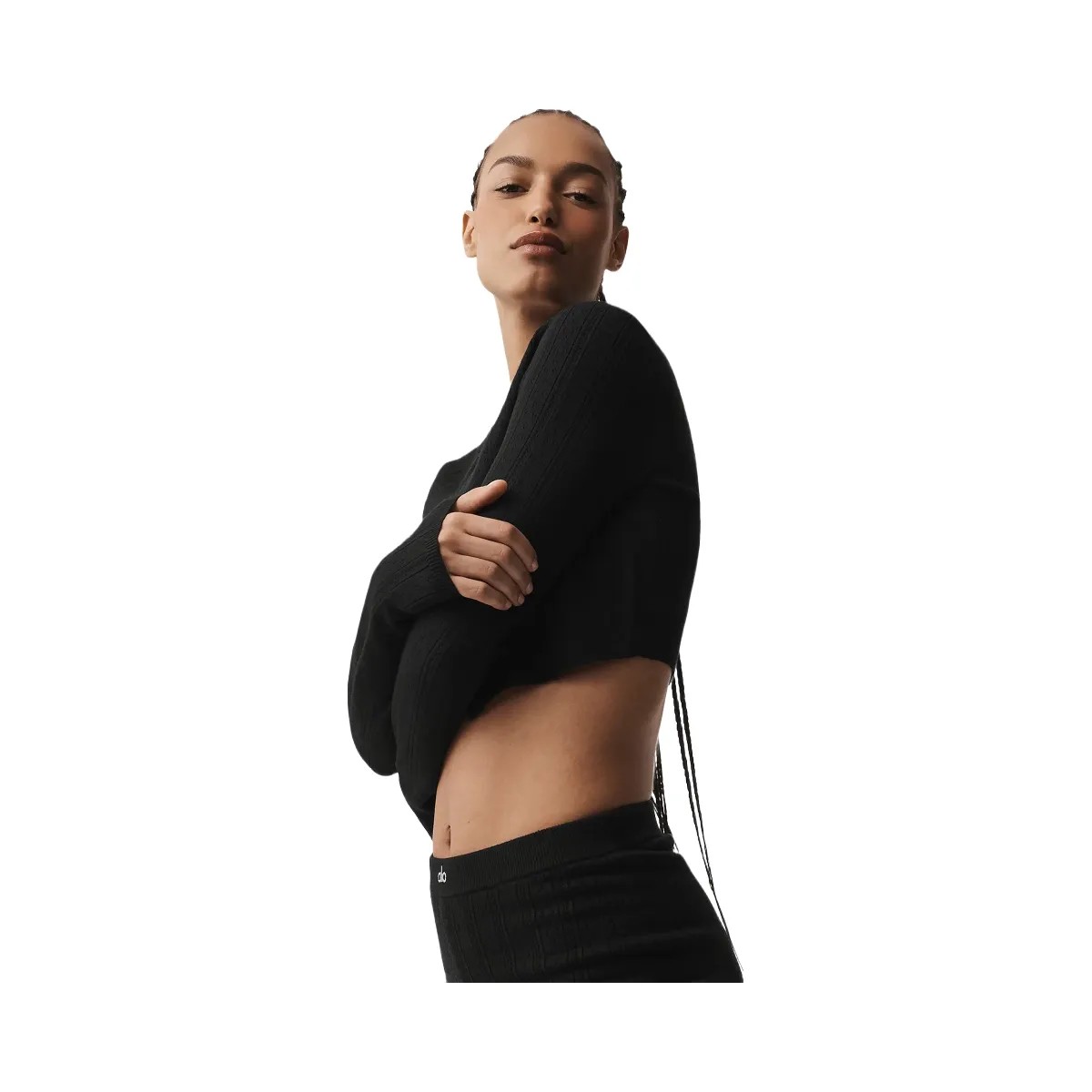 Alo Women's Pointelle Sweater Be Mine Cardigan - Black - HypeFly India View 3