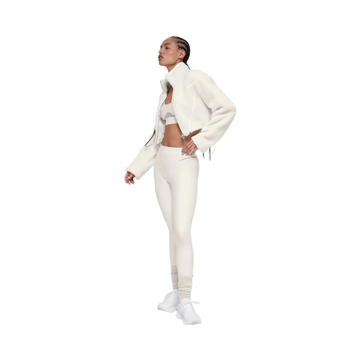 Alo Women's Sherpa Cropped Slope Side Jacket - Ivory - HypeFly India View 5