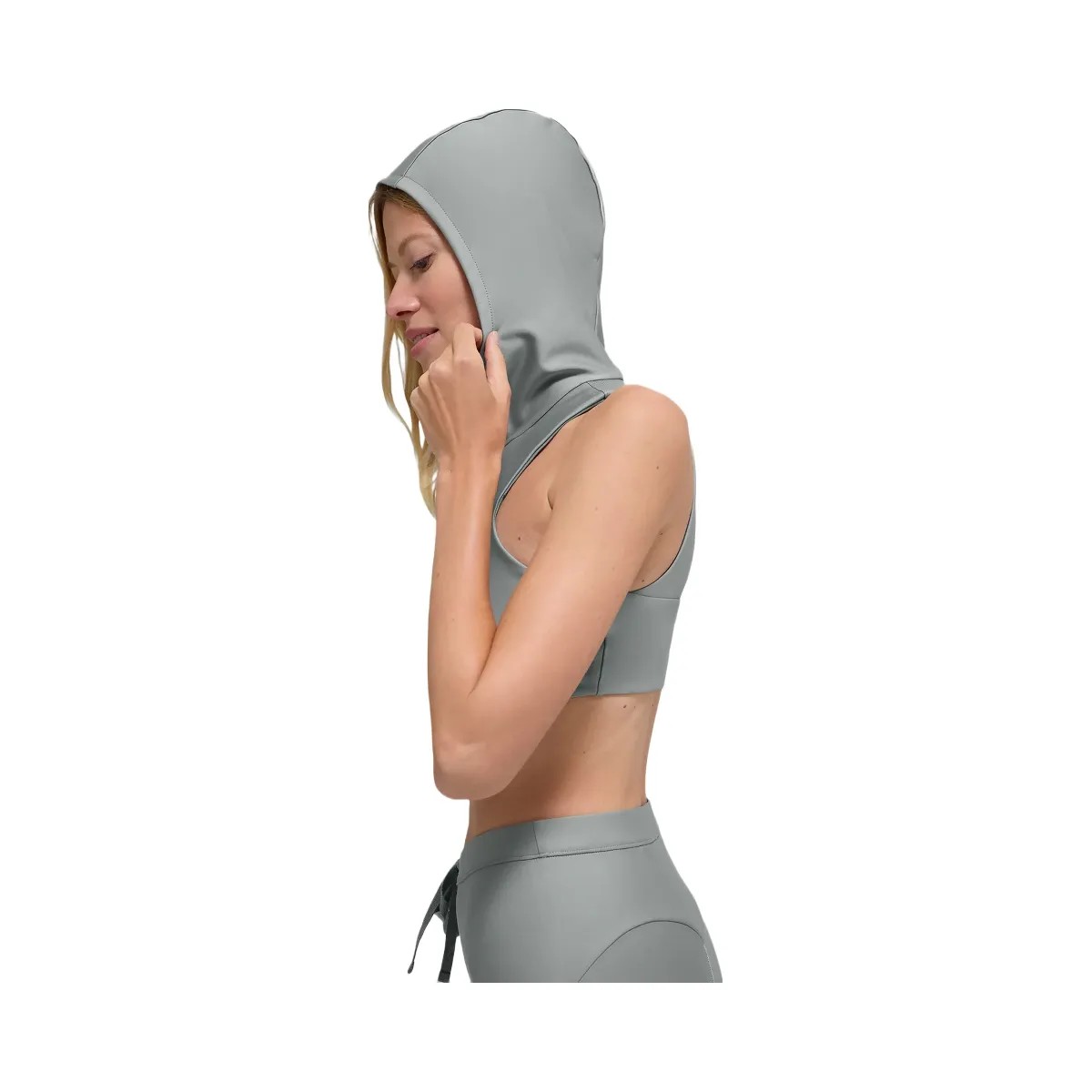 Alo Women's Airlift Light Speed Hooded Bra - Lunar Grey - HypeFly India View 3