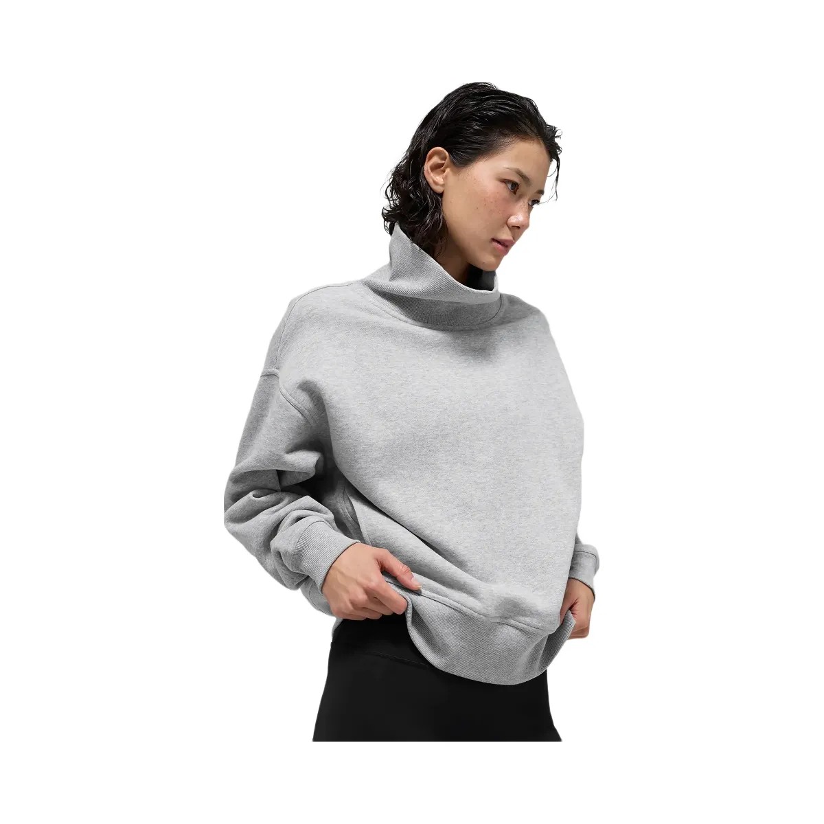 Alo Women's Hazy Mock Neck Pullover - Athletic Heather Grey - HypeFly India View 1