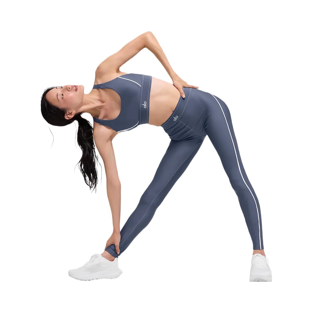 Alo Women's Airlift High-Waist Suit Up Legging - Bluestone/White - HypeFly India View 4