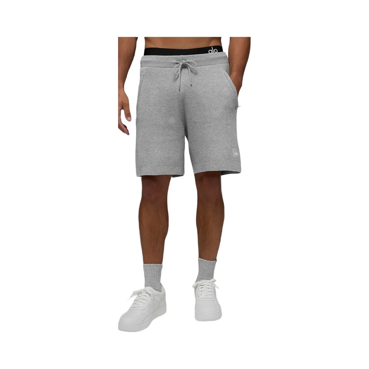 Alo Men's 7" Sports Club Sweater Knit Short - Athletic Heather Grey - HypeFly India View 3