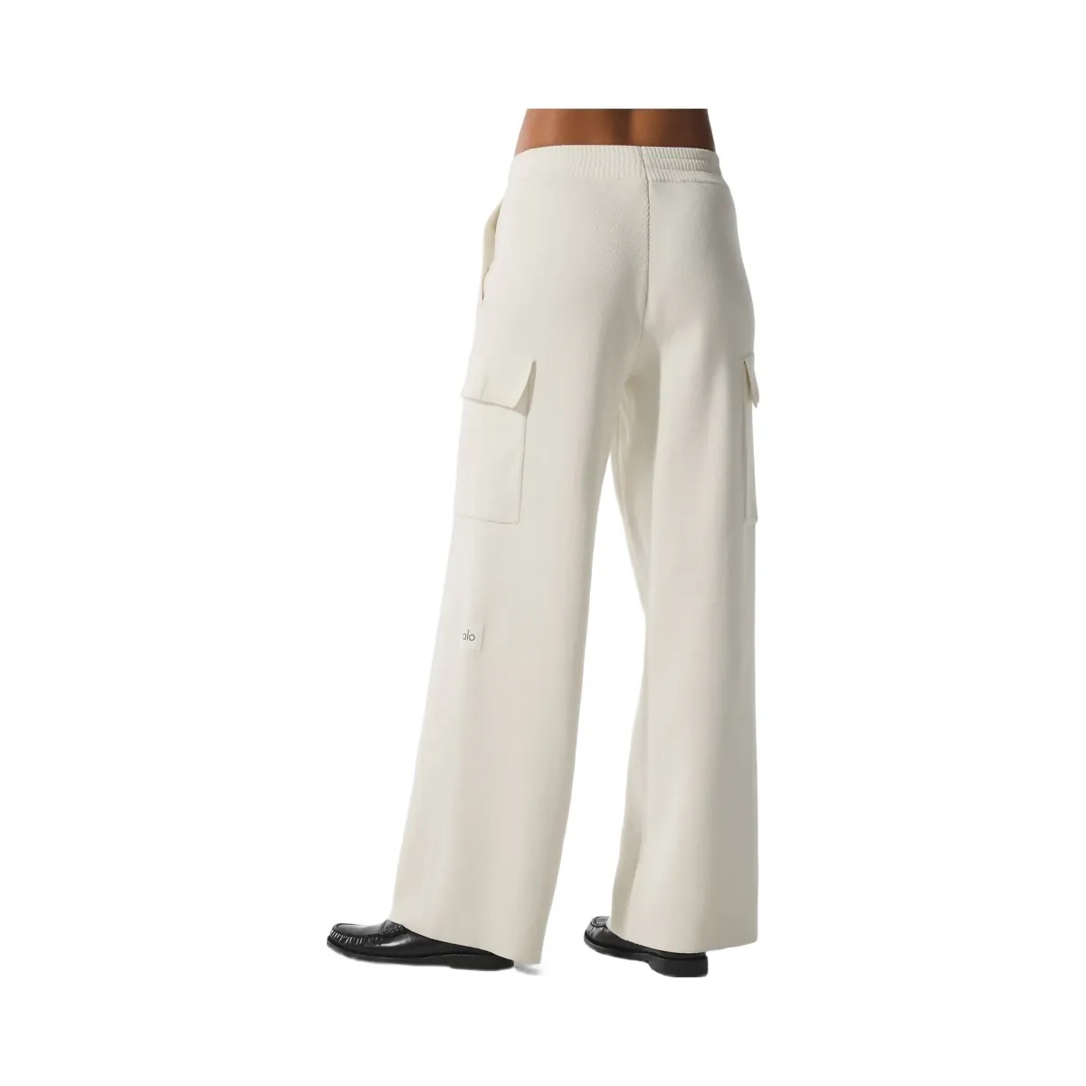 Alo Women's Scholar Knit High-Waist Cargo Pant - Ivory - HypeFly India View 4