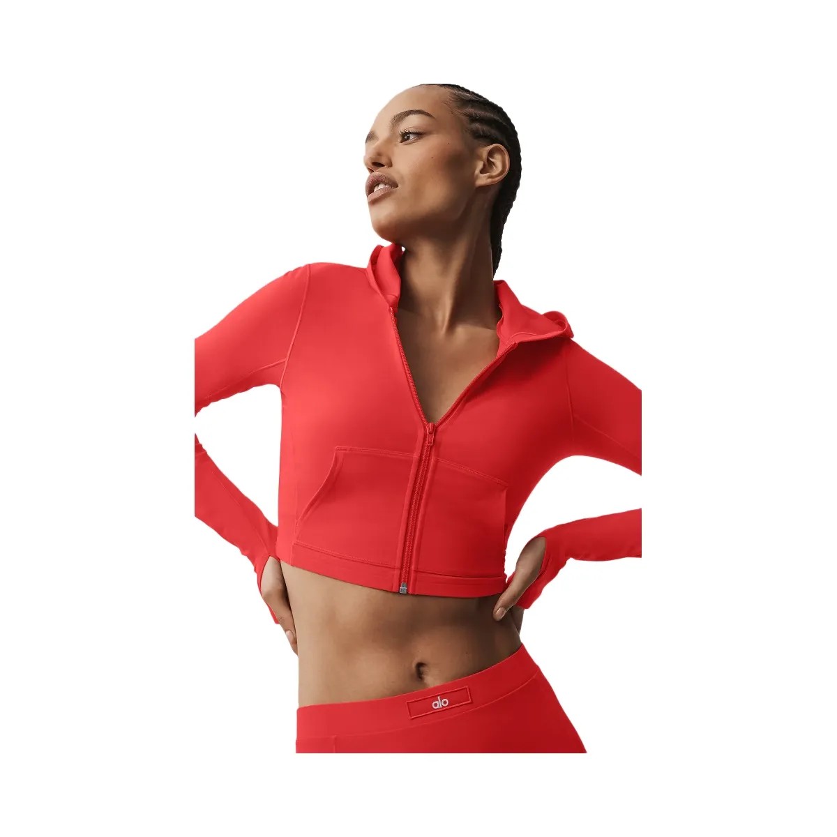 Alo Women's soft Sincere Fitted Jacket - Bright Red - HypeFly India View 2
